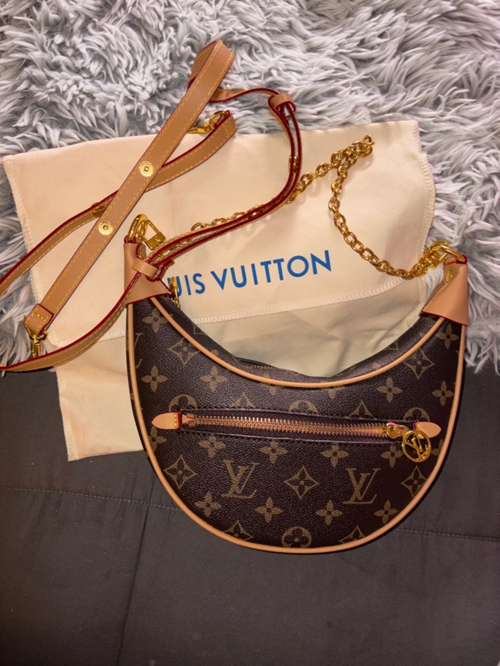 Brown Monogram Crescent Shoulder Bag & Crossbody